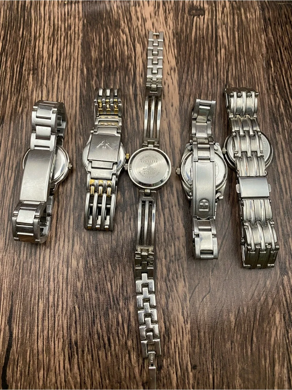Mixed Lot of Five vintage Silver-Tone Ladies Wristwatches with Pastel Dials